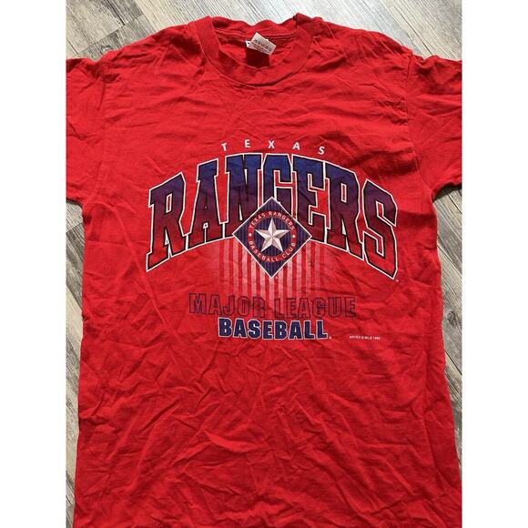 Vintage Artex Sportswear Texas Rangers T Shirt Size Large Single Stitch 1996 MLB - Picture 2 of 12